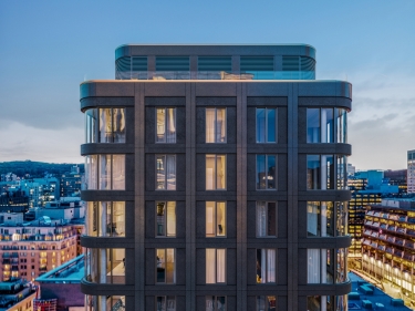 Mansfield Condos - New condos in Quartier des lumires (Montral) registering now with model units currently building with outdoor parking near a train station with pool: $900 001 - $1 000 000